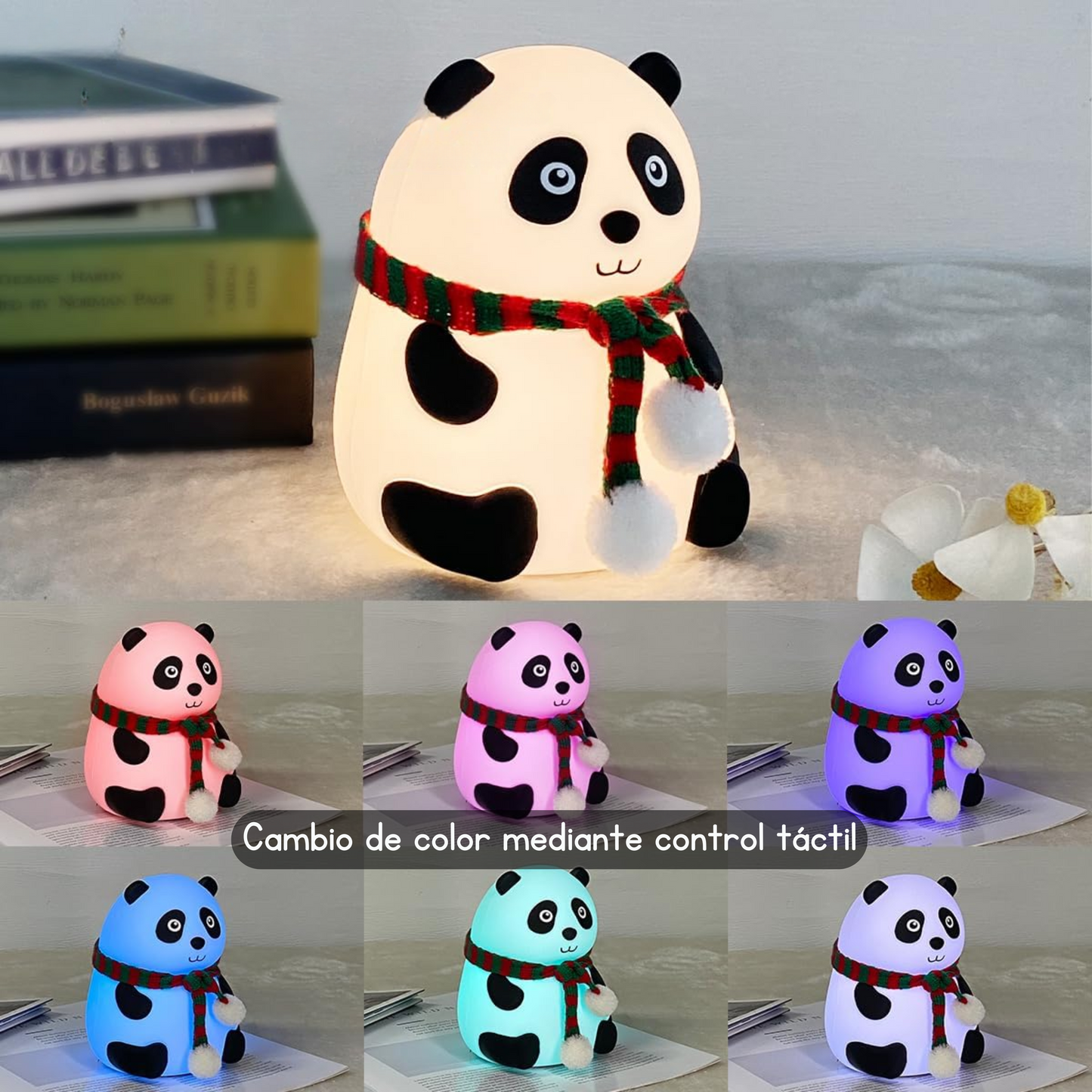 Lampara Oso Panda Silicona Luces Led Touch