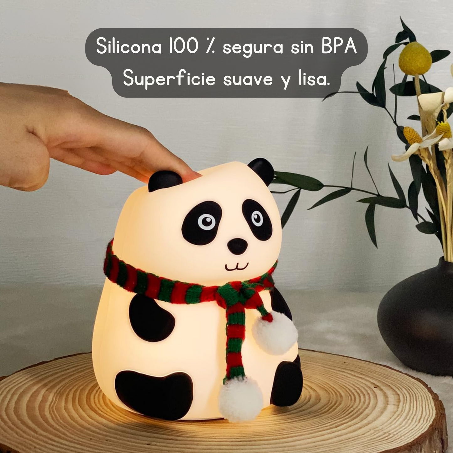 Lampara Oso Panda Silicona Luces Led Touch